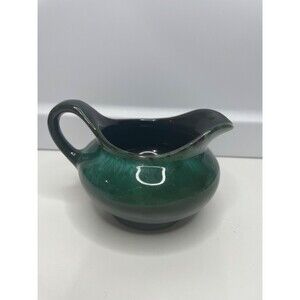 Vintage Blue Mountain Red Clay Pottery Green Drip Glaze Creamer